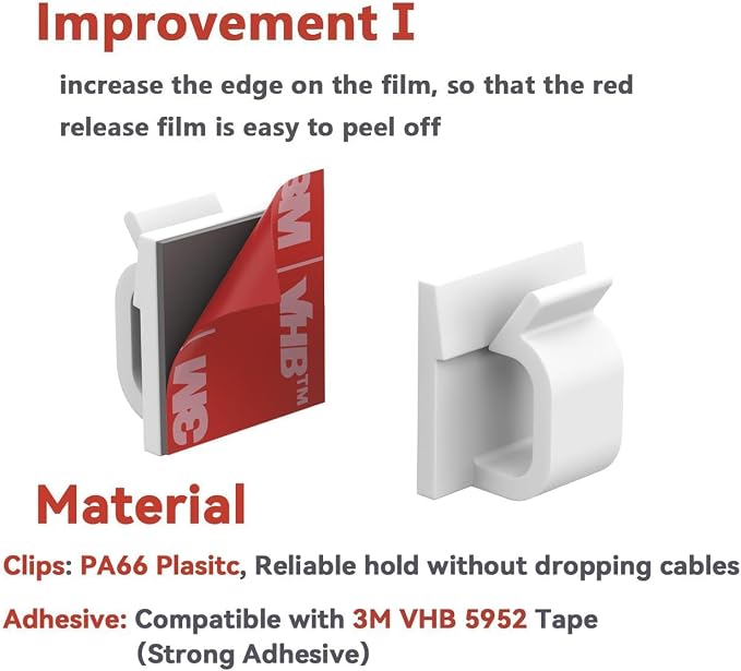 Cable Clips 40pcs with Strong Adhesive Tapes, Wire Holder Organizer Cord - Image 2