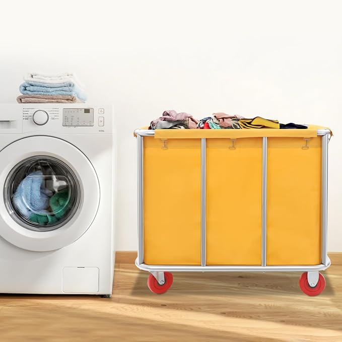 Commercial Laundry Cart with Wheels, Laundry Hamper Cart, Heavy Duty Rolling - Image 3