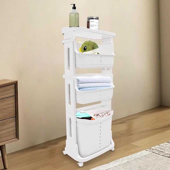 4-Tier Rolling Laundry Hamper - Image 9