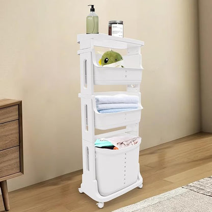 4-Tier Rolling Laundry Hamper - Image 9