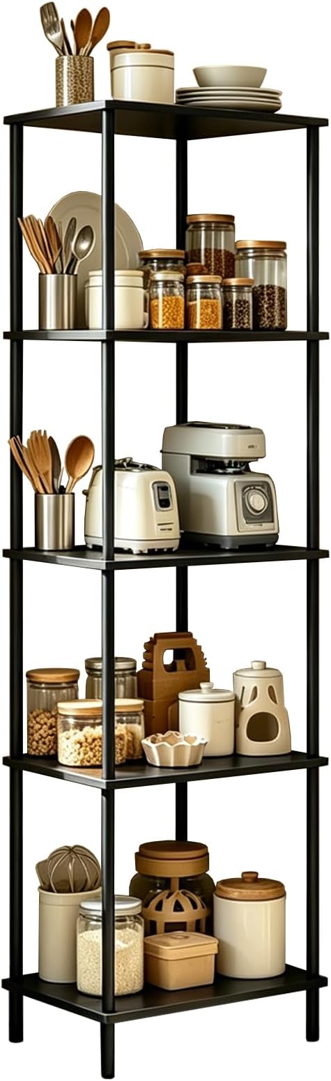 5 Tier Corner Bookshelf, Wooden Standing Shelf Unit - Image 5