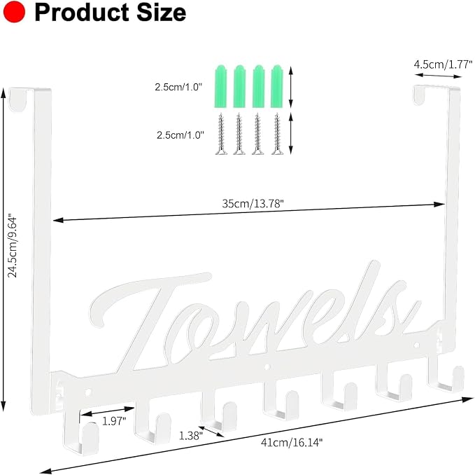 Azmoncy Over The Door Hooks, Heavy Duty Towel Rack - Image 2