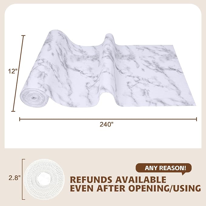 Shelf Liners for Kitchen Cabinets 17in x 30FT, Non Adhesive Drawer Liner Marble - Image 3