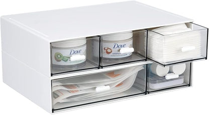 Desktop Organiser with 5 Drawers, Stackable Plastic Storage Box on Desk by OSteedWares