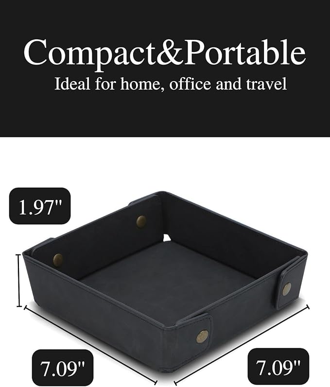 CASIRENA Father's Day Gifts Faux Leather Valet Tray Organizer - Image 4