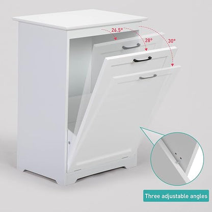 JAXPETY Tilt Out Trash Cabinet Kitchen Trash Can Holder Wood Laundry Hamper - Image 3