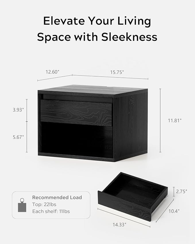 Floating Nightstand, Wall Mounted Bedside Table - Image 2