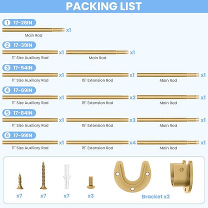 Closet Rods for Hanging Clothes, 17 to 39 Inch Heavy Duty Stepless Adjustable - Image 8