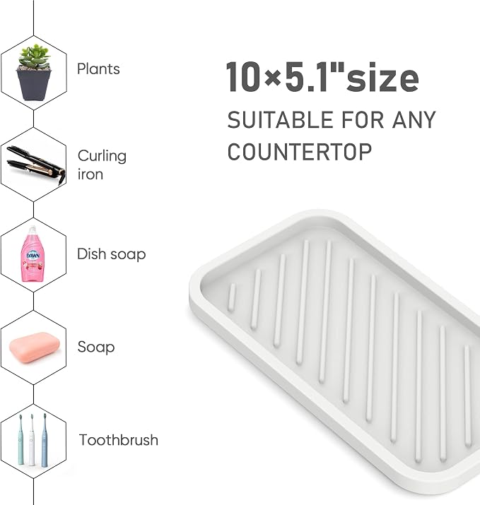 EG-SIPRO Silicone Sponge Holder, Large 10" Kitchen Sink Organizer Tray - Image 4