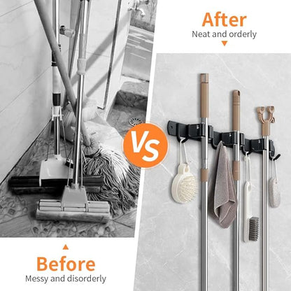 2 Pack Broom Hanger and Mop Holder, Heavy Duty Garden Tool Organizer Rack Rake - Image 3