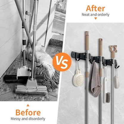 2 Pack Broom Hanger and Mop Holder, Heavy Duty Garden Tool Organizer Rack Rake - Image 2