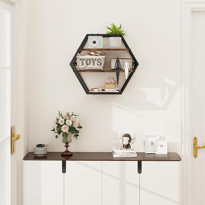 Hexagon Shelves for Wall, Decorative Hexagon Floating Shelves | Geometric Wall - Image 7