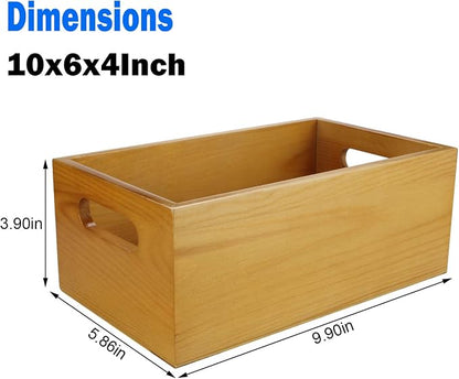A Selected Pine Wood Organizer Open Box 4 Packs, 6x10 Wooden Storage Container - Image 2
