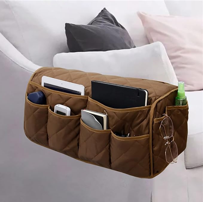 Armchair Caddy for Recliner Organizer Brown Coffee Sofa Armrest Organizer - Image 2