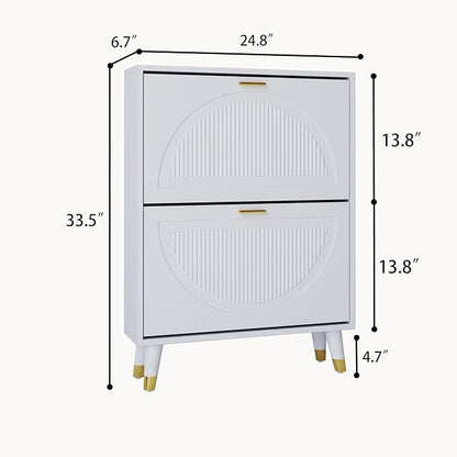 White Shoe Cabinet Storage for Entryway: Modern Hidden Shoe Storage Cabinet - Image 2