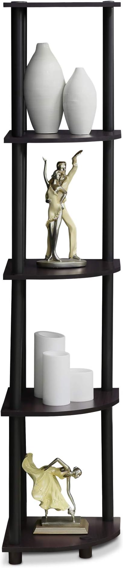 Furinno TURN-N-TUBE Corner Shelf, 5-Tier Corner Bookshelf, Open Storage Shelves - Image 5