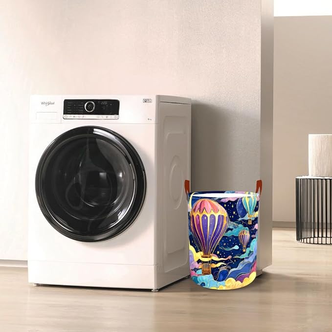 Laundry Baskets 15.7x19.7 Inch Large Hot Air Balloon Night Sky Design - Image 7