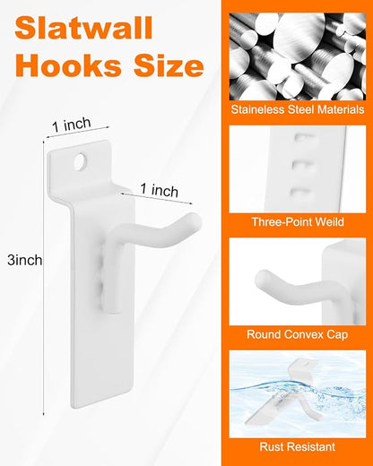 1" Slatwall Hooks, 30 Pack Slat Wall Paneling Display Hooks, Slatwall - Image 4