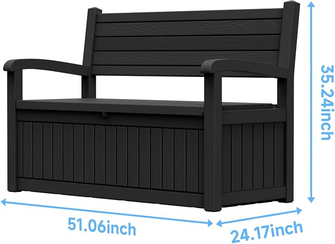 80 Gallon Outdoor Storage Bench, Heavy Duty Deck Box - Image 3