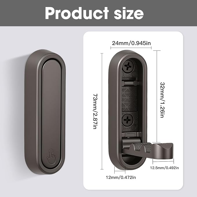 Folding Wall Hooks, 2 Pack, Zinc Alloy, Heavy Duty Coat Hooks | 90° Foldable - Image 2