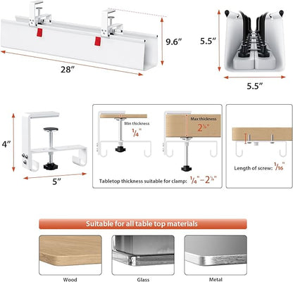 Univivi No Drill Under Desk Cable Management Tray, Clamp/Screw Mount Desk Cable - Image 4