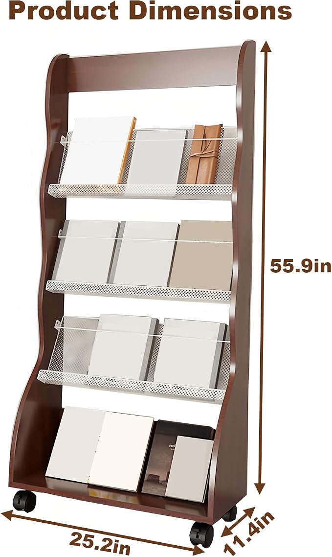 Brochure Display Rack, 4 Layer Floor-Standing Magazine Rack, Literature - Image 2