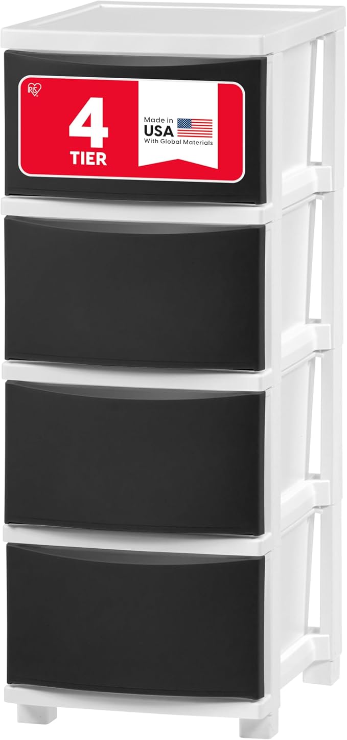 IRIS USA 4-Drawer Slim Narrow Storage Organizer, school essentials, beauty items by IRISUSA