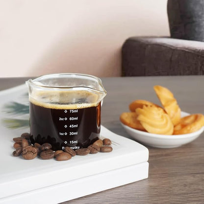 BCnmviku 1 Pack Double Spouts Measuring Triple Pitcher Milk Cup 75ML Espresso - Image 5