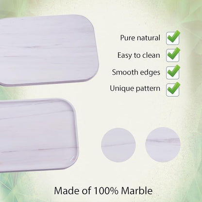 Natural Marble Tray | Luxury Bathroom & Kitchen Organizer | Non-Resin Stone - Image 3