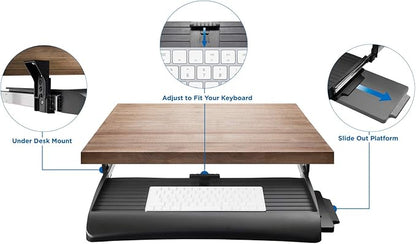 Mount-It! Under Desk Keyboard Tray, Slide-Out Keyboard & Mouse Drawer, - Image 3