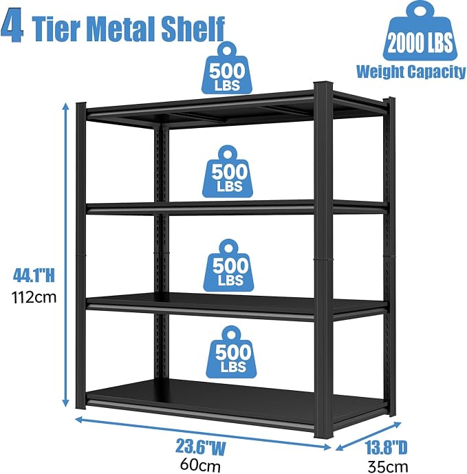 Garage Storage Shelves, 5 Tier Shelving Unit, 40 inch Wide, 18” Deep, 78” Tall - Image 3