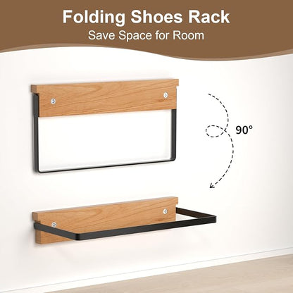 2-Pack Wall Mounted Shoe Rack, Wooden & Metal Foldable Shoe Rack - Image 6