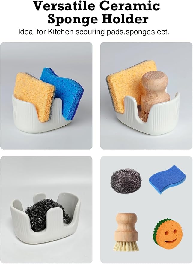 Ceramic Sponge Holder, 2-Slot Dish Sponge Holder - Image 6