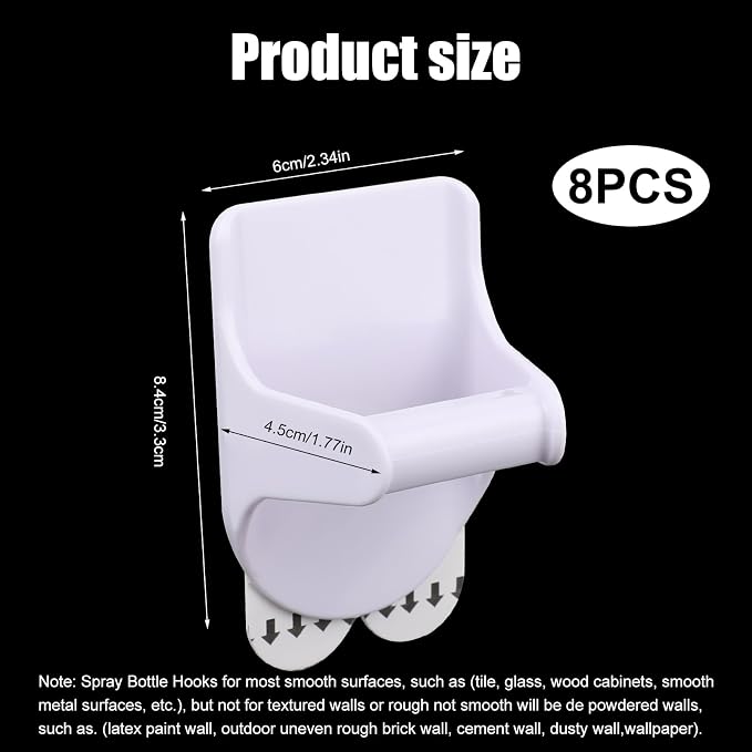 8Pcs Wall Mount Spray Bottle Holder, No Damage Strong Adhesive Bottle Hooks - Image 2