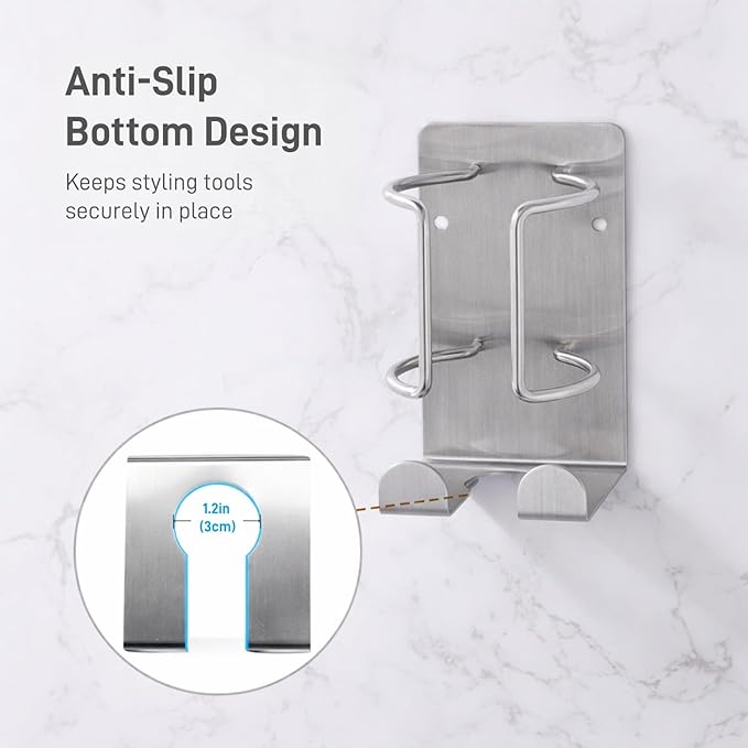 Curling Iron Holder, Stainless Steel Flat Iron Holder Wall Mount, Hair - Image 4