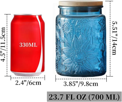 ANSQU 23.7 FL OZ Blue Glass Jars, 2 Pack Vintage Glass Kitchen Storage Counter - Image 2