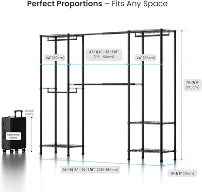Metal Garment Racks Heavy Duty Clothes Rack Adjustable Freestanding Expandable - Image 2