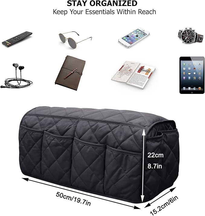 Armchair Caddy, Non Slip Sofa Armrest Organizer, Couch Armrest Remote Control - Image 2