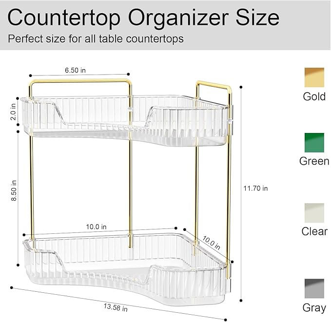 GTI 2 Tier Bathroom Counter Organizer, Makeup Organizer Perfume - Image 3