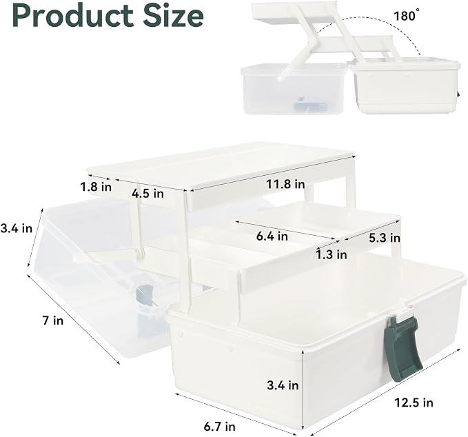 WEWLINE 13-Inch Art Box Organizer 3-Layer Craft Storage Organizer Sewing Kit Box - Image 3