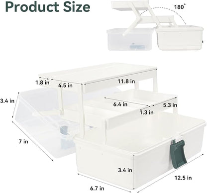 WEWLINE 13-Inch Art Box Organizer 3-Layer Craft Storage Organizer Sewing Kit Box - Image 3