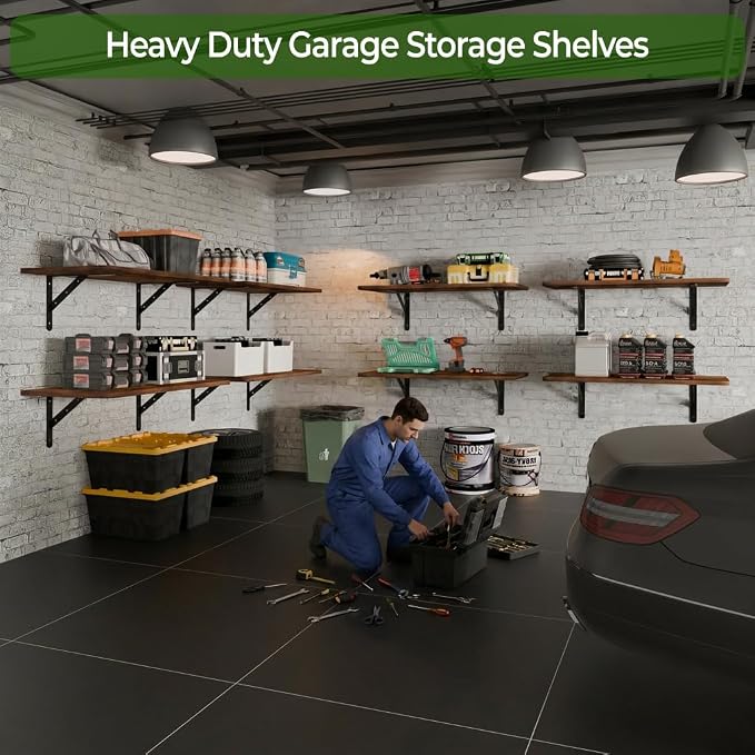 Dogsky 2-Pack Garage Storage Shelving Wall Mounted, 3x2Ft Heavy Duty Wood - Image 4