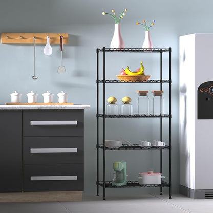 5 Tier Standing Metal Wire Shelving Unit, Adjustable Height, Storage Shelf Units - Image 6