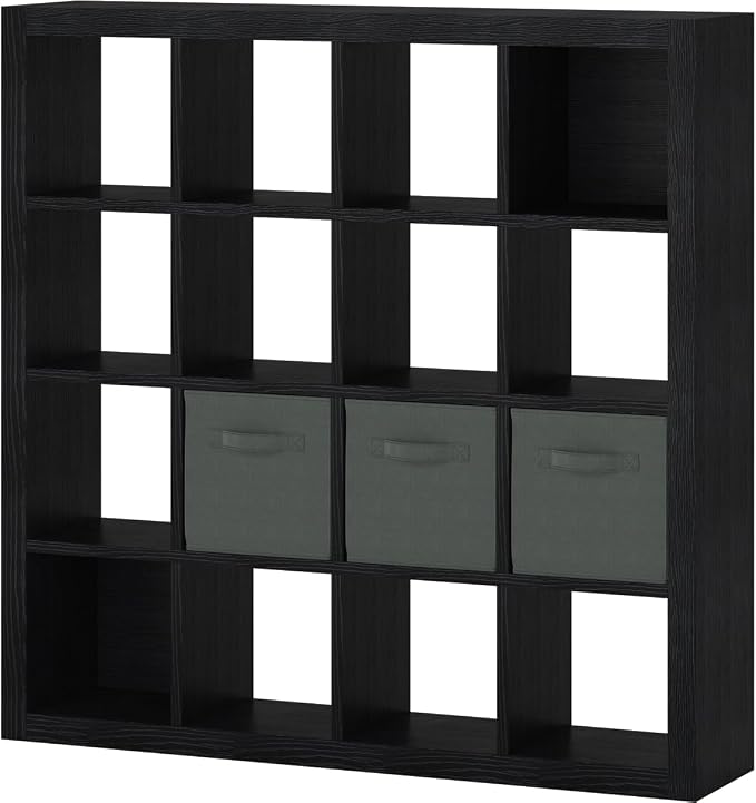furtble Bookshelf with Storage Bins, 16-Cube Storage Organizer with Back Panels - Image 9