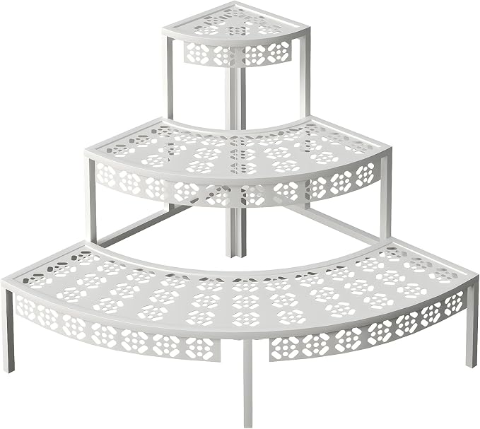aboxoo 3 Tier Plant Stand Semi-Circular Flower Pot Organizer Rack Quarter Round by aboxoo