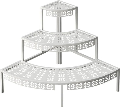 aboxoo 3 Tier Plant Stand Semi-Circular Flower Pot Organizer Rack Quarter Round by aboxoo