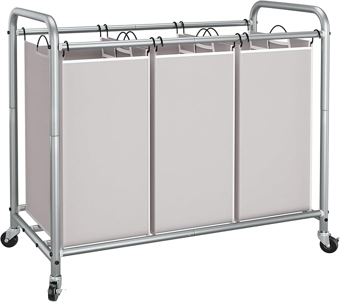 STORAGE MANIAC 3 Section Laundry Sorter, 35.6 Gal Laundry Hamper Cart by STORAGEMANIAC
