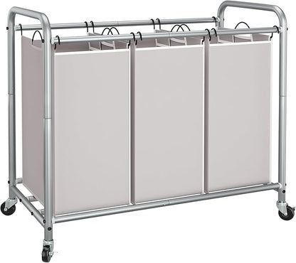 STORAGE MANIAC 3 Section Laundry Sorter, 35.6 Gal Laundry Hamper Cart by STORAGEMANIAC