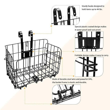 HOMEE Folding Rear Bike Basket Wire Mesh Fold-Up Detachable Front Bag Rear | - Image 5