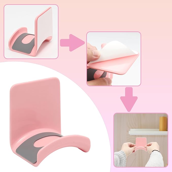 1Pcs Pink ABS Plastic Headphone Stand Hanger, Table Wall Mount Headset Holder - Image 4